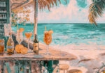 Πίνακας σε Καμβά VINTAGE PASTEL BEACH BAR 4