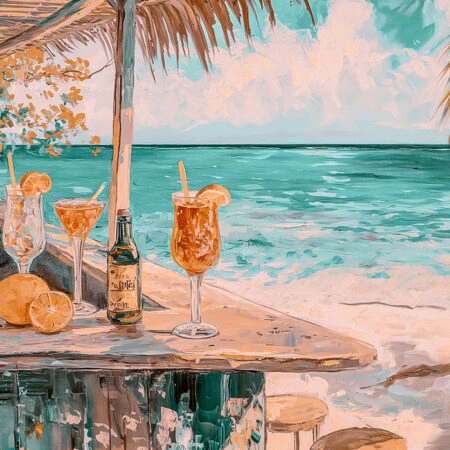 Πίνακας σε Καμβά VINTAGE PASTEL BEACH BAR 4 - Vintage Sticky 5