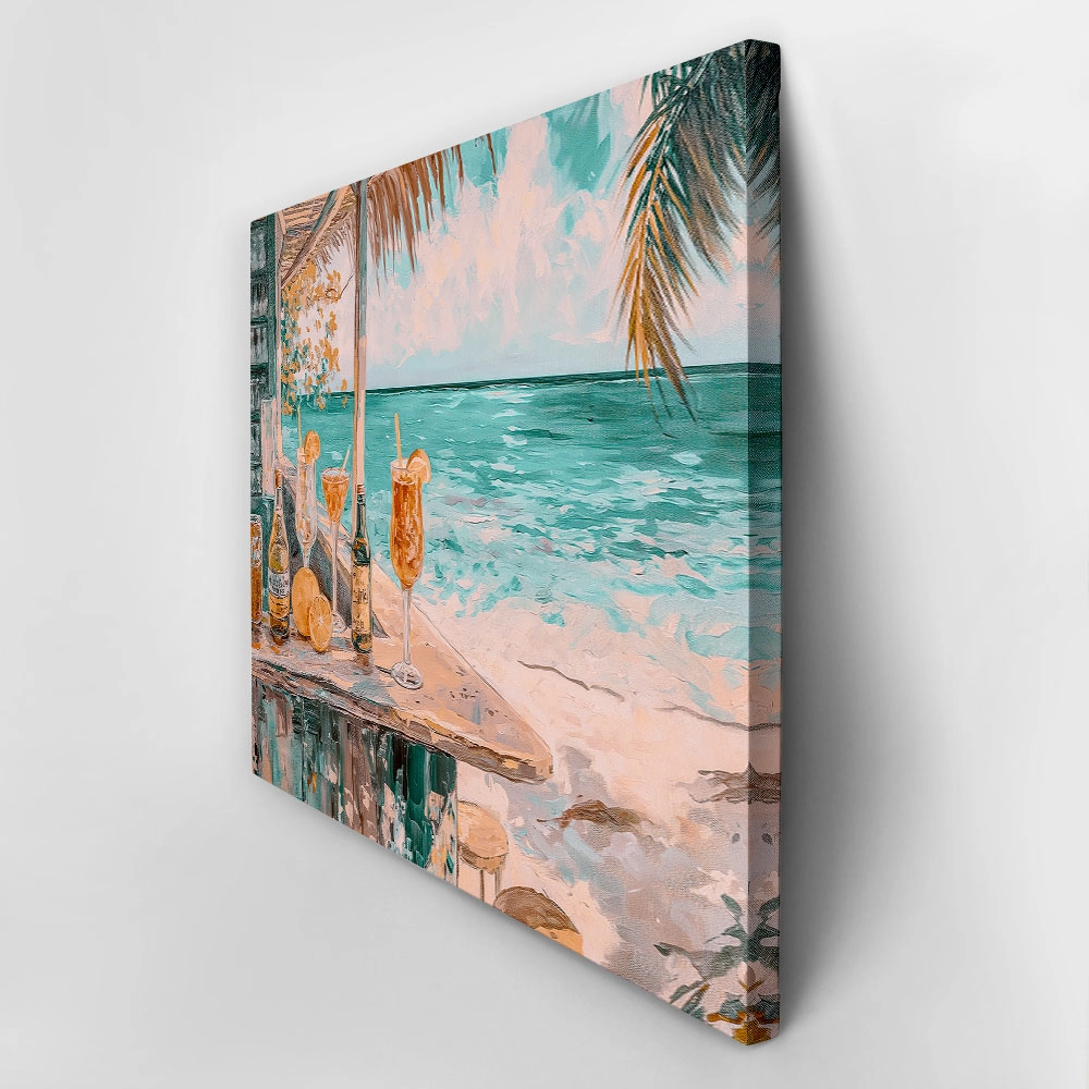 Πίνακας σε Καμβά VINTAGE PASTEL BEACH BAR 4