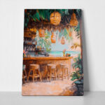Πίνακας σε Καμβά VINTAGE PASTEL BEACH BAR
