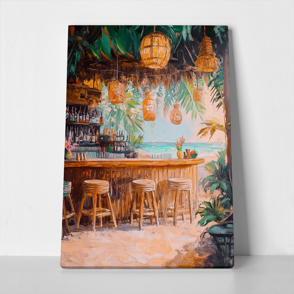 Πίνακας σε Καμβά VINTAGE PASTEL BEACH BAR