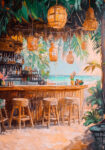 Πίνακας σε Καμβά VINTAGE PASTEL BEACH BAR