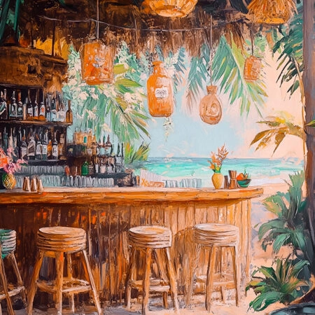 Πίνακας σε Καμβά VINTAGE PASTEL BEACH BAR - Vintage Sticky 5