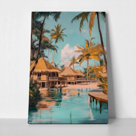 Πίνακας σε Καμβά VINTAGE PASTEL BEACH HOUSES