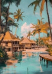 Πίνακας σε Καμβά VINTAGE PASTEL BEACH HOUSES