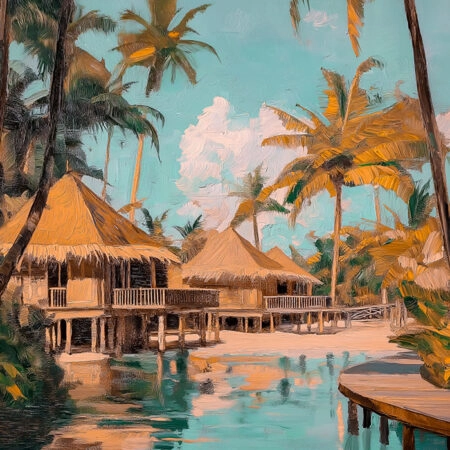 Πίνακας σε Καμβά VINTAGE PASTEL BEACH HOUSES - Vintage Sticky 5