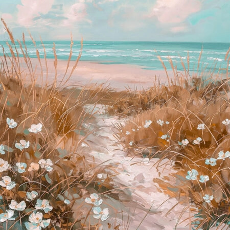 Πίνακας σε Καμβά VINTAGE PASTEL BEACH PATH 4 - Vintage Sticky 5