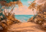 Πίνακας σε Καμβά VINTAGE PASTEL BEACH PATH 5