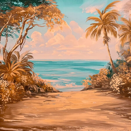 Πίνακας σε Καμβά VINTAGE PASTEL BEACH PATH 5 - Vintage Sticky 5
