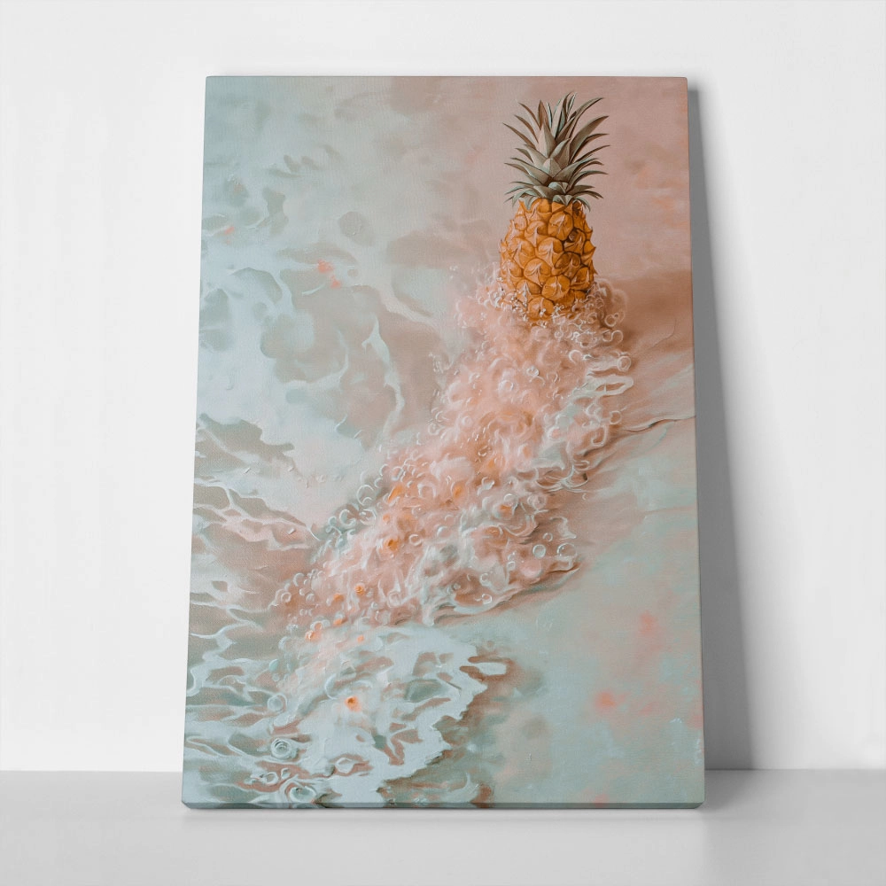 Πίνακας σε Καμβά VINTAGE PASTEL BEACH PINEAPPLE 2