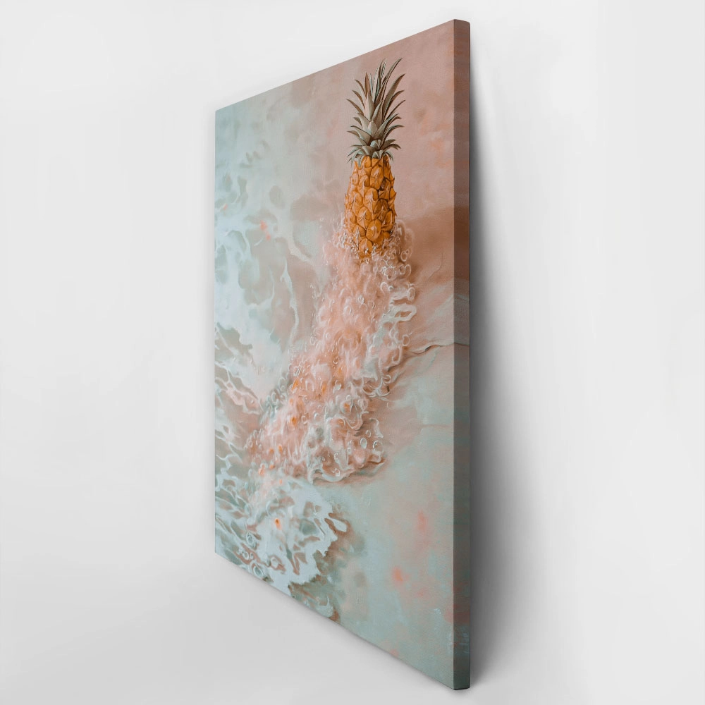 Πίνακας σε Καμβά VINTAGE PASTEL BEACH PINEAPPLE 2
