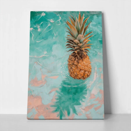 Πίνακας σε Καμβά VINTAGE PASTEL BEACH PINEAPPLE 4 - Vintage