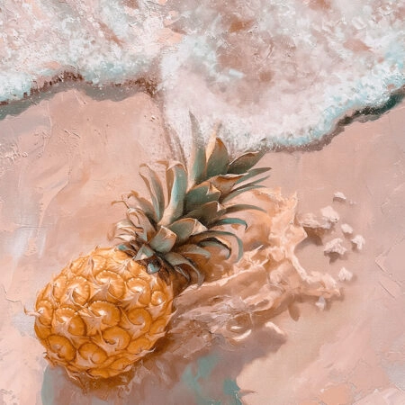 Πίνακας σε Καμβά VINTAGE PASTEL BEACH PINEAPPLE - Vintage Sticky 5