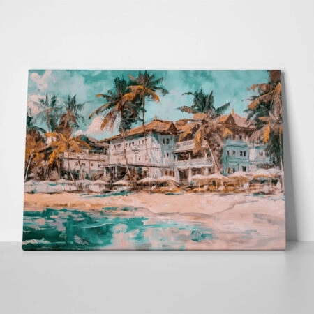 Πίνακας σε Καμβά VINTAGE PASTEL BEACH RESORT 2 - Vintage