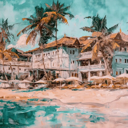 Πίνακας σε Καμβά VINTAGE PASTEL BEACH RESORT 2 - Vintage Sticky 5
