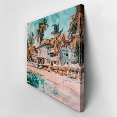Πίνακας σε Καμβά VINTAGE PASTEL BEACH RESORT 2 - Vintage Sticky 2
