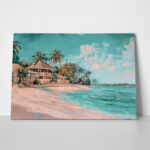 Πίνακας σε Καμβά VINTAGE PASTEL BEACH RESORT 4