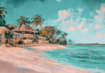 Πίνακας σε Καμβά VINTAGE PASTEL BEACH RESORT 4