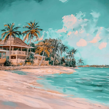 Πίνακας σε Καμβά VINTAGE PASTEL BEACH RESORT 4 - Vintage Sticky 5
