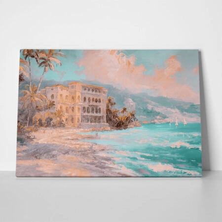 Πίνακας σε Καμβά VINTAGE PASTEL BEACH RESORT - Vintage