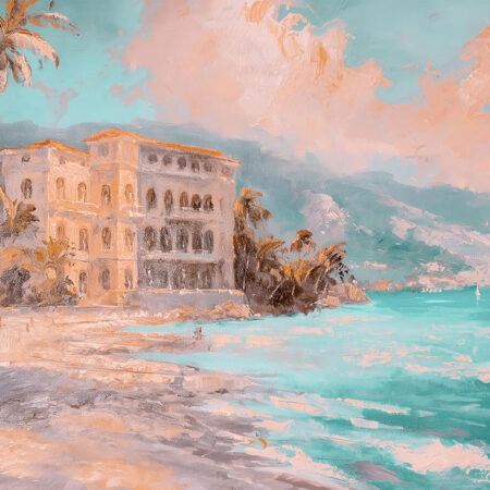 Πίνακας σε Καμβά VINTAGE PASTEL BEACH RESORT - Vintage Sticky 5