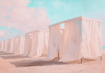 Πίνακας σε Καμβά VINTAGE PASTEL BEACH TENTS