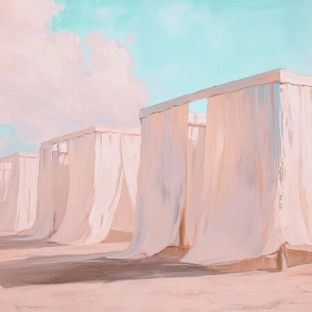 Πίνακας σε Καμβά VINTAGE PASTEL BEACH TENTS - Vintage Sticky 5