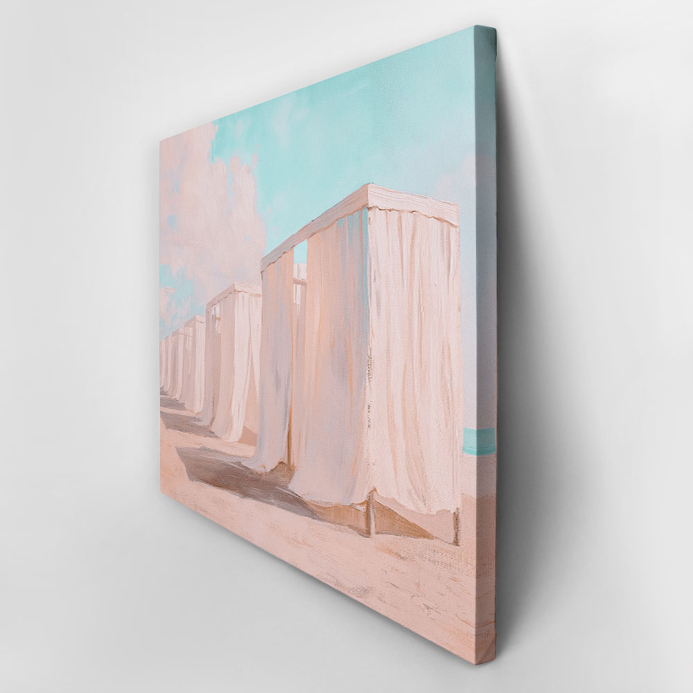 Πίνακας σε Καμβά VINTAGE PASTEL BEACH TENTS