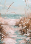 Πίνακας σε Καμβά VINTAGE PASTEL BEACH VIEW 3