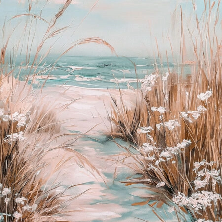 Πίνακας σε Καμβά VINTAGE PASTEL BEACH VIEW 3 - Vintage Sticky 5