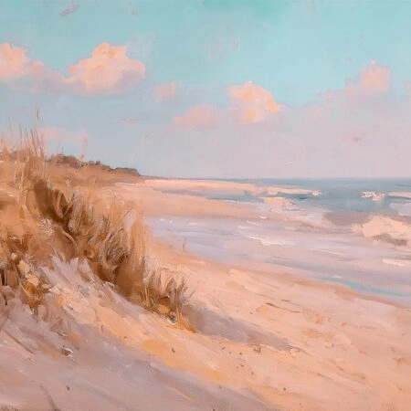 Πίνακας σε Καμβά VINTAGE PASTEL BEACH VIEW 7_E - Vintage Sticky 4