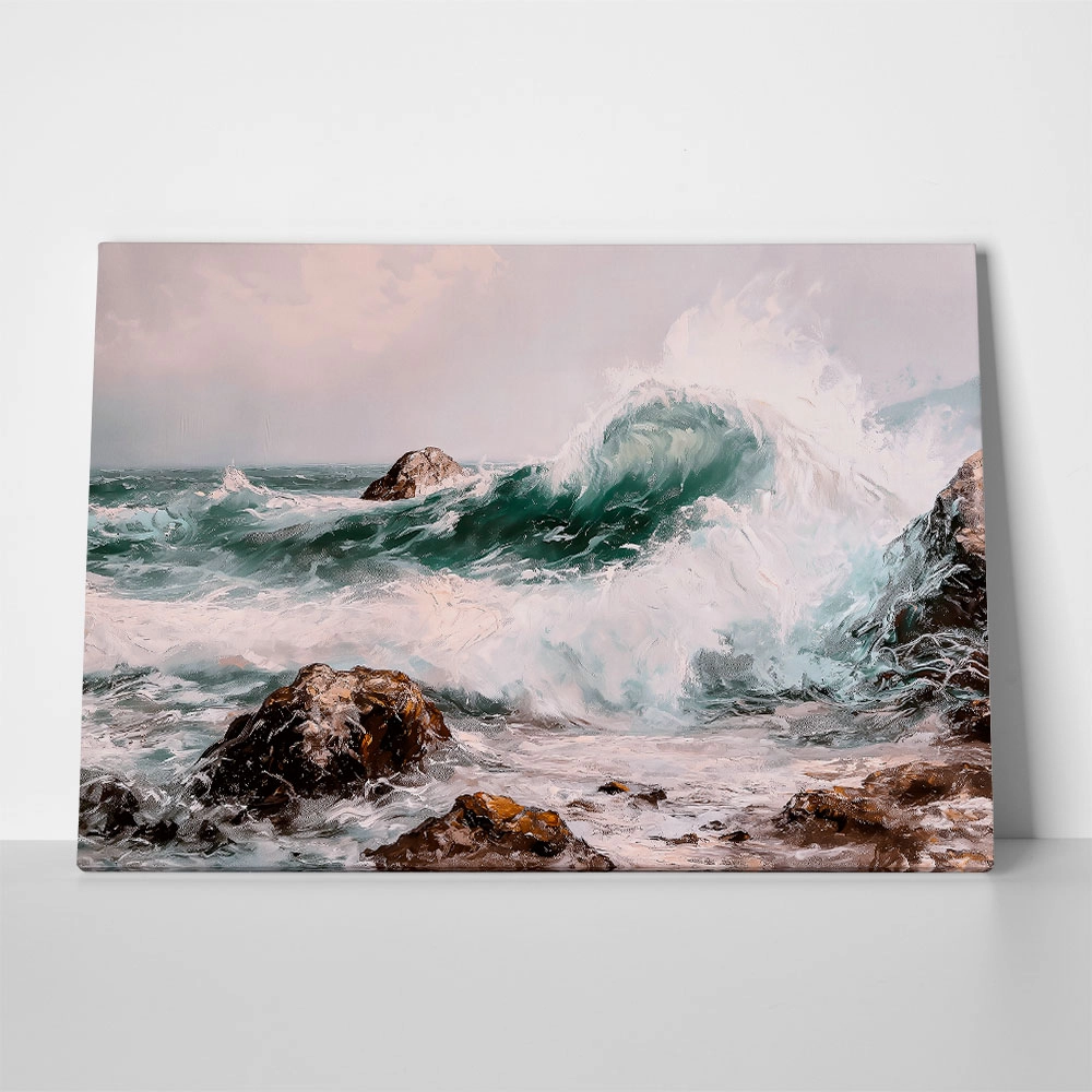 Πίνακας σε Καμβά VINTAGE PASTEL BEACH WAVES 3