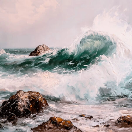 Πίνακας σε Καμβά VINTAGE PASTEL BEACH WAVES 3 - Vintage Sticky 5