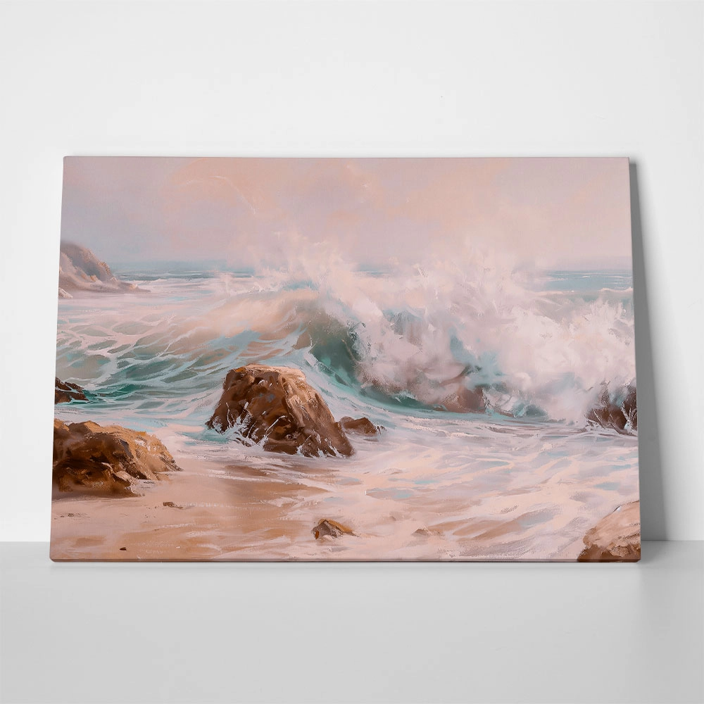 Πίνακας σε Καμβά VINTAGE PASTEL BEACH WAVES 4