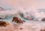 Πίνακας σε Καμβά VINTAGE PASTEL BEACH WAVES 4