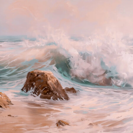 Πίνακας σε Καμβά VINTAGE PASTEL BEACH WAVES 4 - Vintage Sticky 5