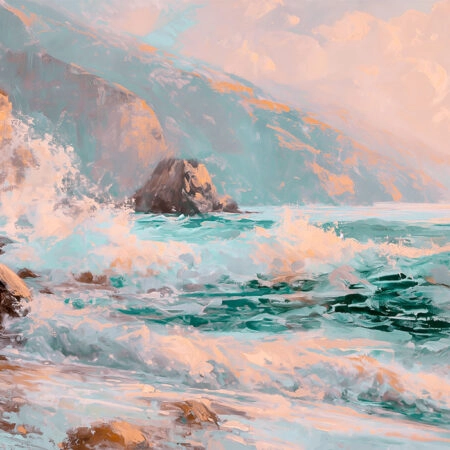 Πίνακας σε Καμβά VINTAGE PASTEL BEACH WAVES - Vintage Sticky 5