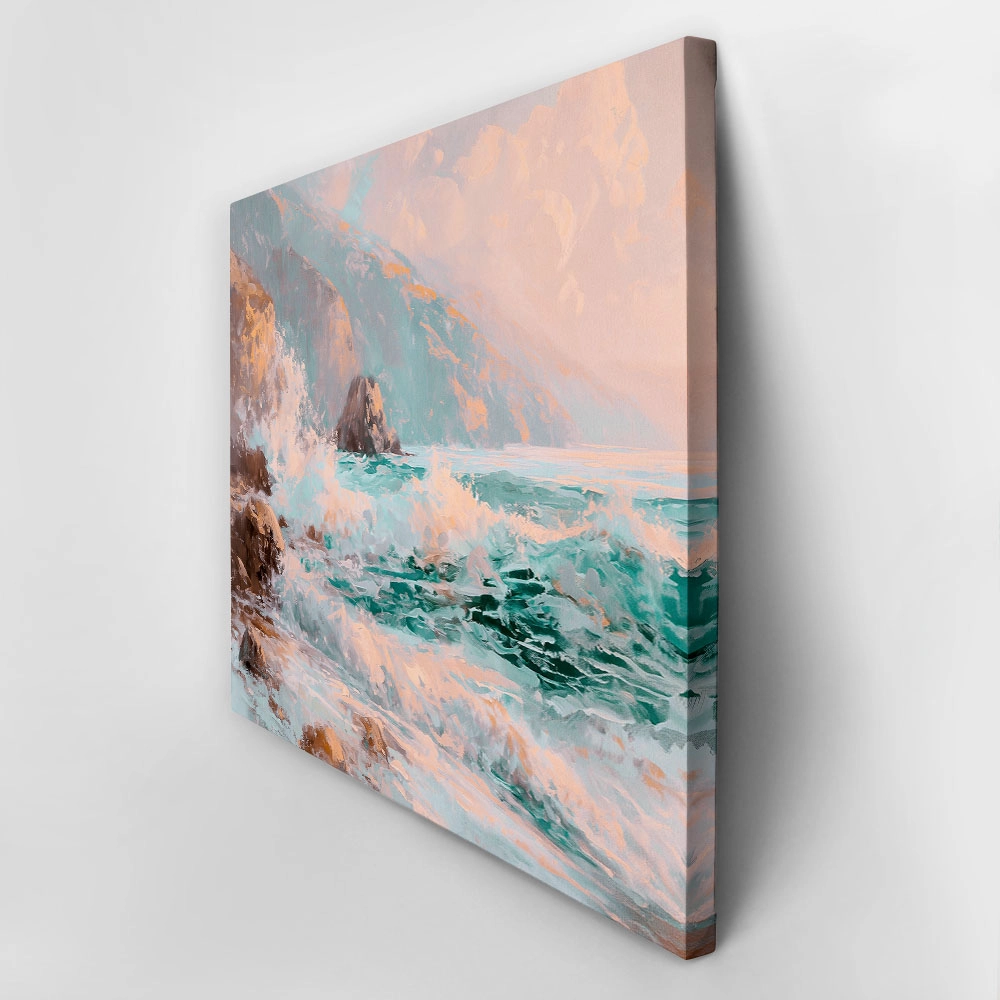 Πίνακας σε Καμβά VINTAGE PASTEL BEACH WAVES