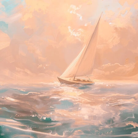 Πίνακας σε Καμβά VINTAGE PASTEL BOAT 10 - Vintage Sticky 5