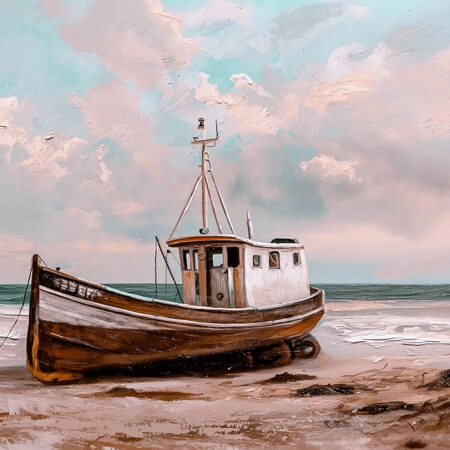 Πίνακας σε Καμβά VINTAGE PASTEL BOAT 11 - Vintage Sticky 5