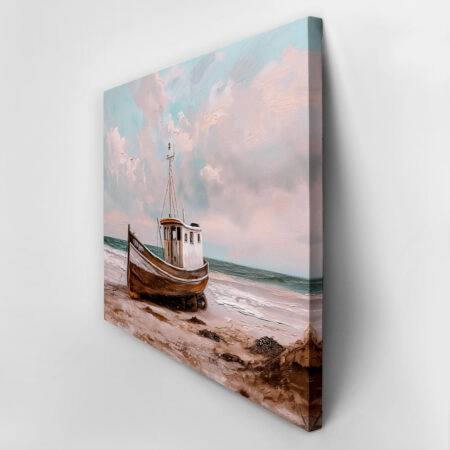Πίνακας σε Καμβά VINTAGE PASTEL BOAT 11 - Vintage Sticky 2