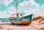 Πίνακας σε Καμβά VINTAGE PASTEL BOAT 12