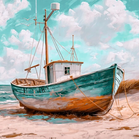 Πίνακας σε Καμβά VINTAGE PASTEL BOAT 12 - Vintage Sticky 5