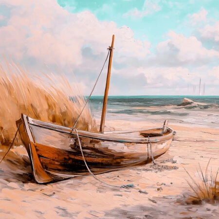 Πίνακας σε Καμβά VINTAGE PASTEL BOAT 13 - Vintage Sticky 5