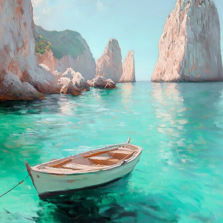 Πίνακας σε Καμβά VINTAGE PASTEL BOAT 2 - Vintage Sticky 5