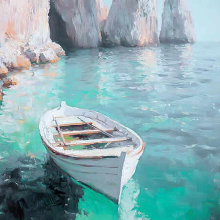 Πίνακας σε Καμβά VINTAGE PASTEL BOAT 3 - Vintage Sticky 5