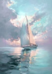 Πίνακας σε Καμβά VINTAGE PASTEL BOAT 4