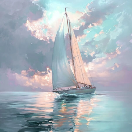 Πίνακας σε Καμβά VINTAGE PASTEL BOAT 4 - Vintage Sticky 5