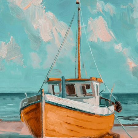 Πίνακας σε Καμβά VINTAGE PASTEL BOAT 8 - Vintage Sticky 5