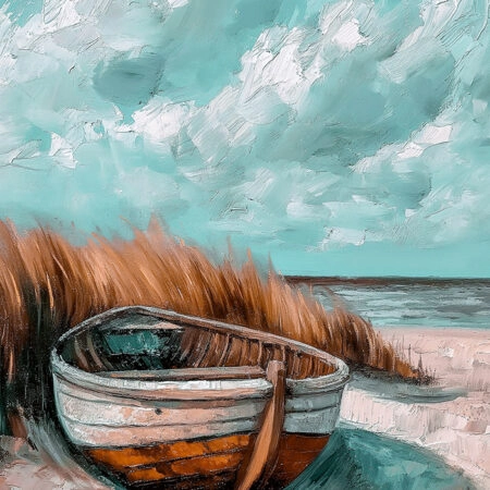 Πίνακας σε Καμβά VINTAGE PASTEL BOAT 9 - Vintage Sticky 5